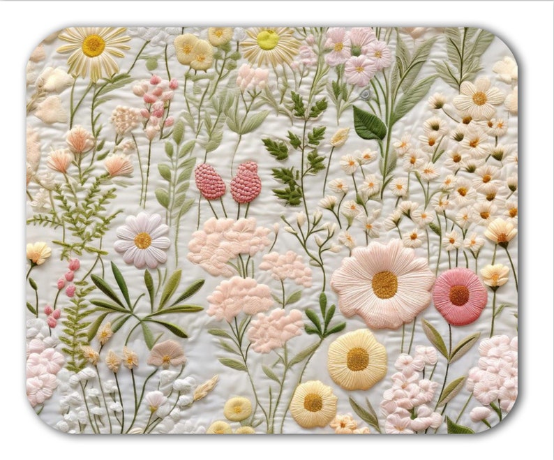 Desk Setup Laptop And Pc - Mouse Pad Brushed Fabric Mousepad Flowers