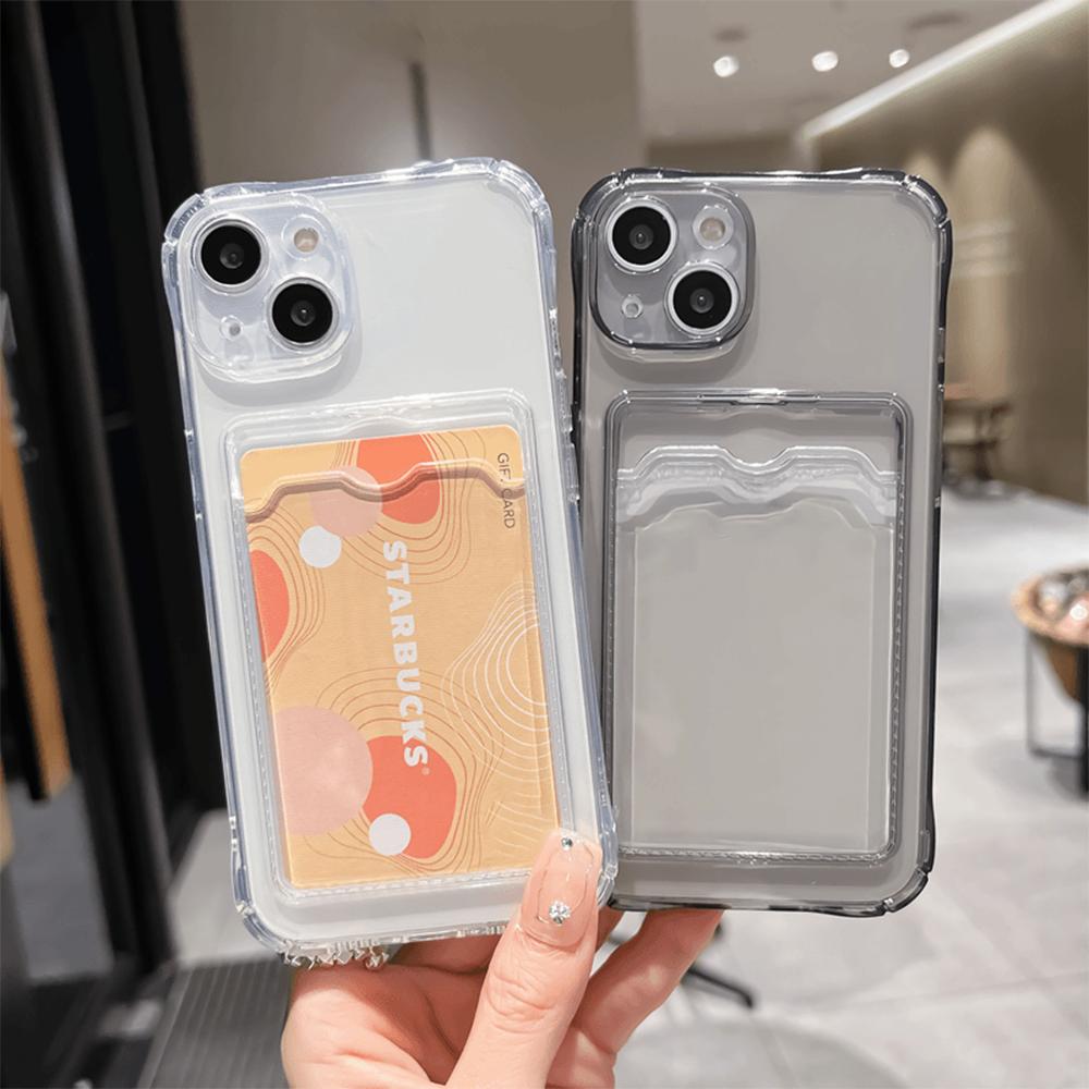 Dual Phone Holder - Transparent Card Holder Phone Case for