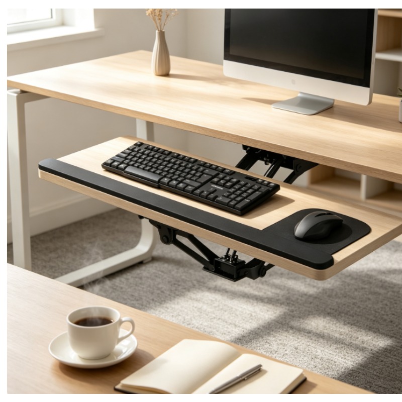 Desk Setup Home Office - Keyboard Tray Under Desk Sliding Drawer