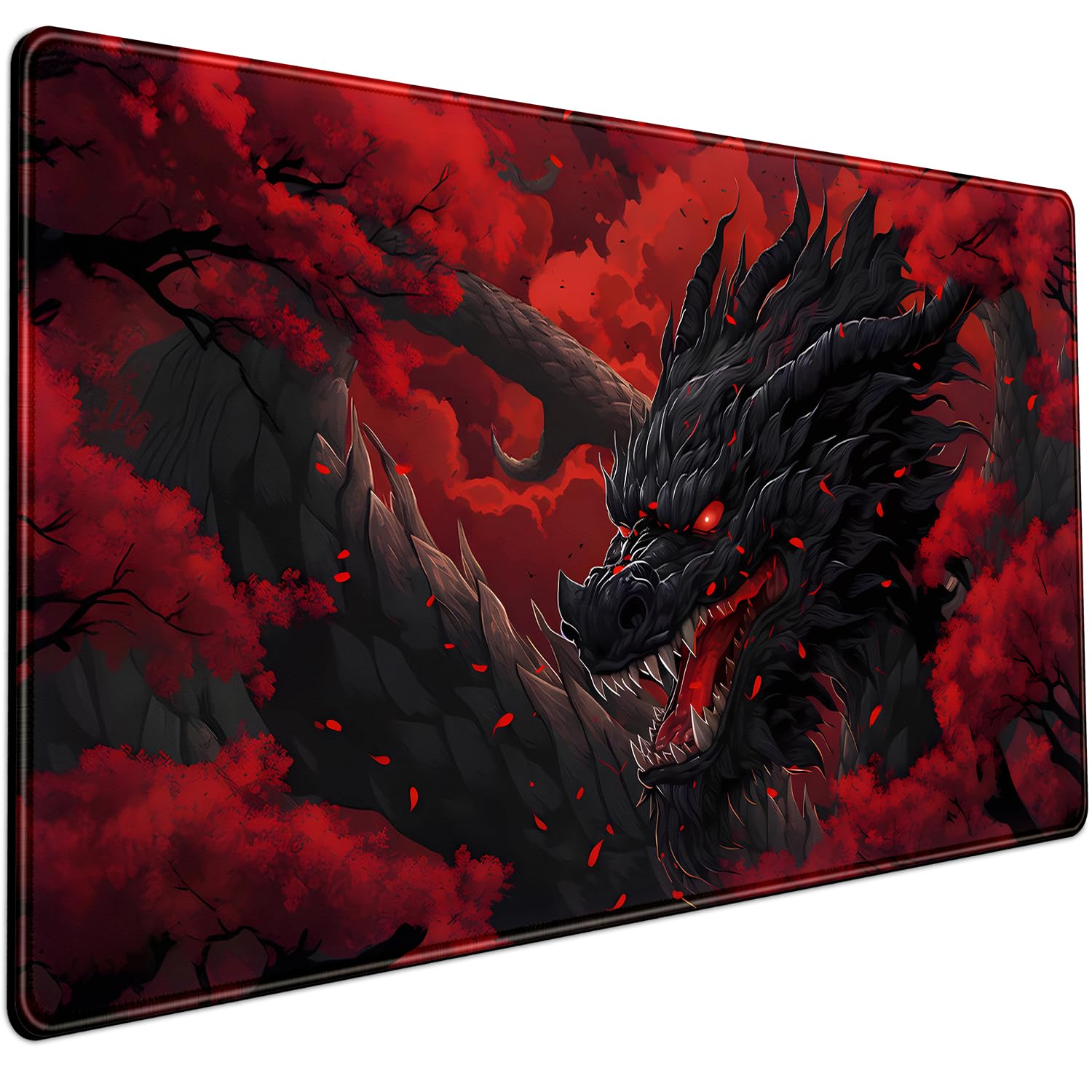 Desk Setup Red - Huge Dragon Large Mouse Pad Cool