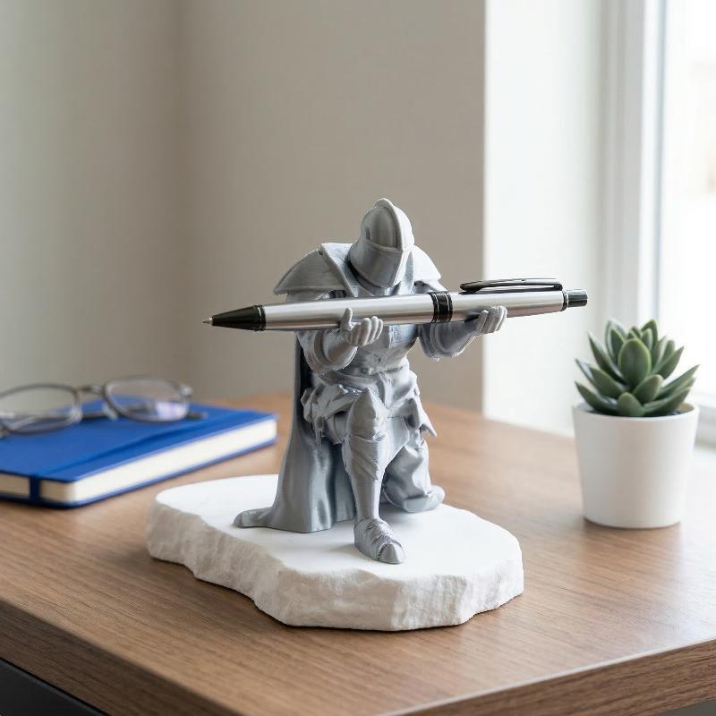 Desk Setup Home Office - Knight Pen Holder Resin Medieval Armor