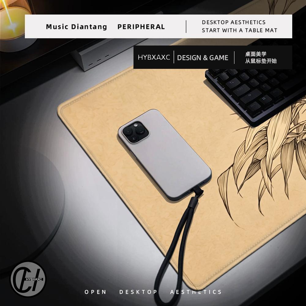 HYBXAXC Bamboo Line Art Mouse  - огляд і ціна Desk Setup Beige