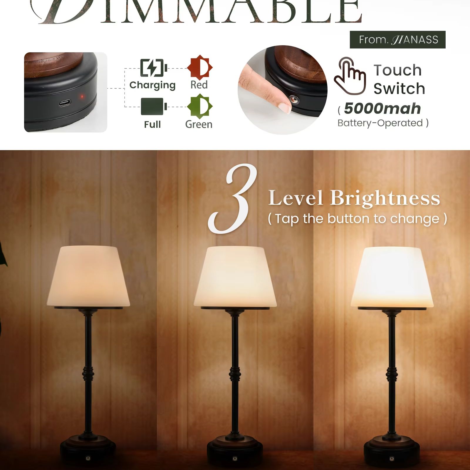 Cordless Table Lamps Set of  5 - огляд і ціна Desk Setup Lighting