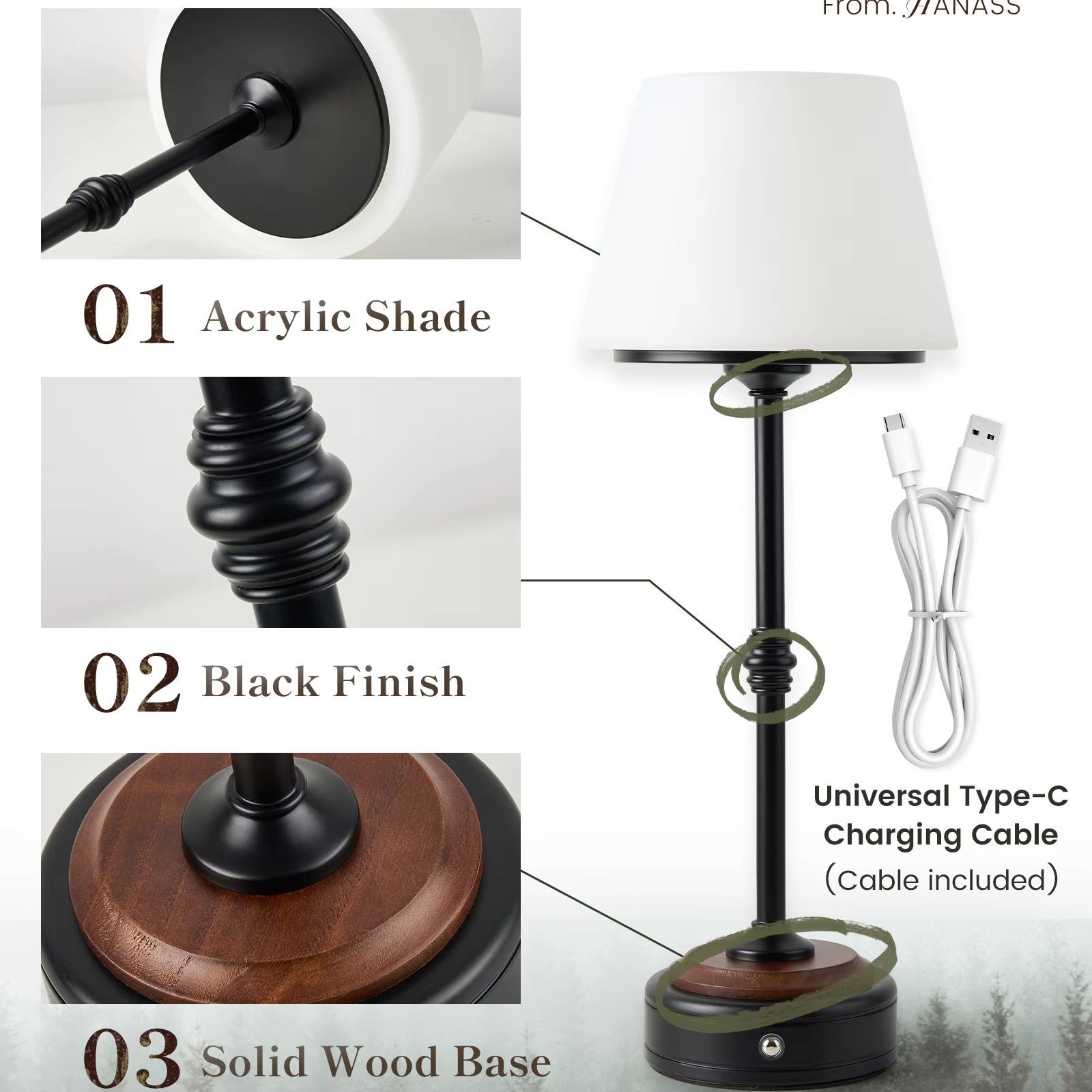 Cordless Table Lamps Set of  5 - огляд і ціна Desk Setup Lighting