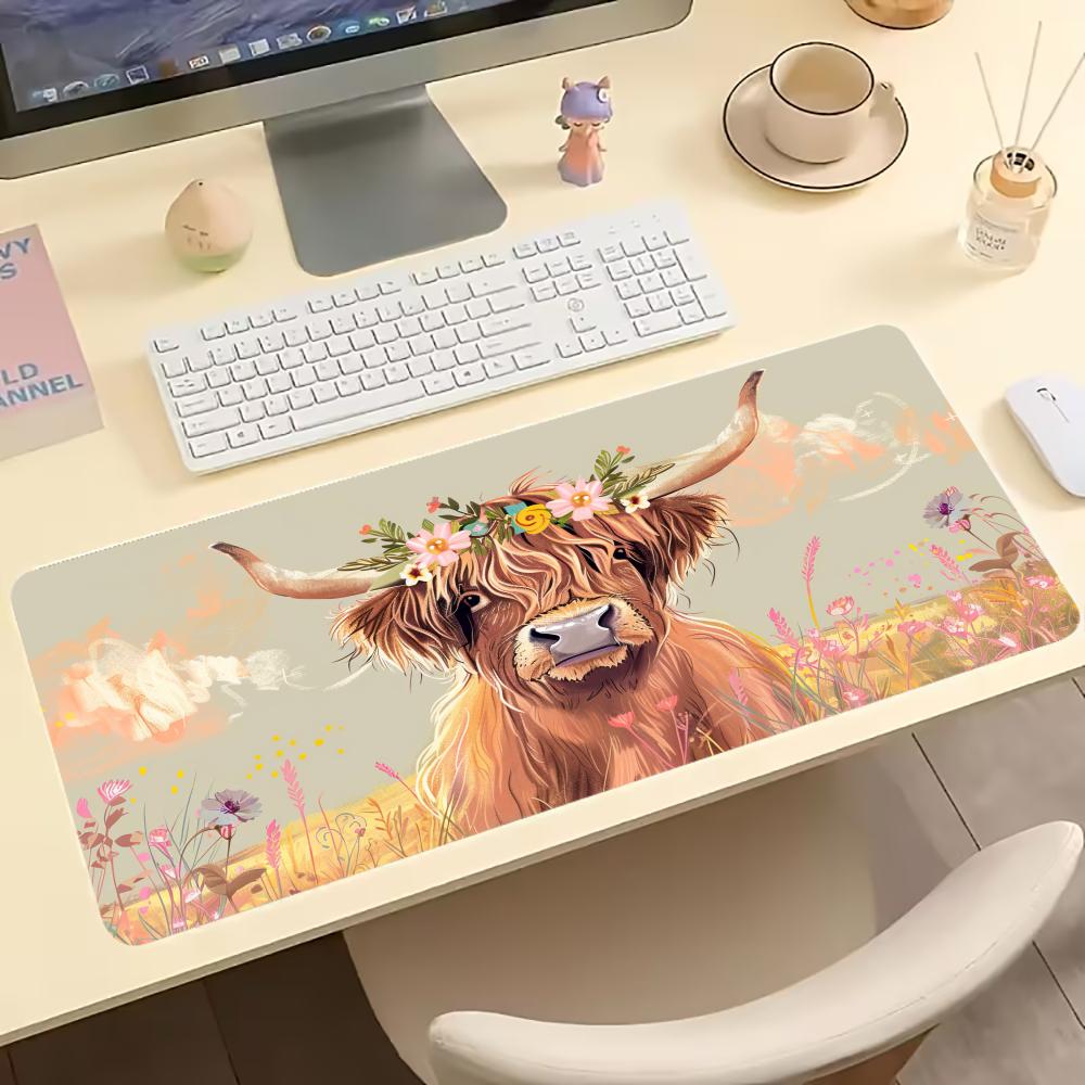 Vintage Highland Cow Floral Ga - огляд і ціна Desk Setup Laptop And Pc