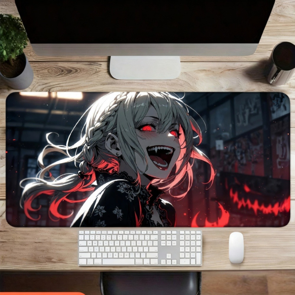 An anime girl with red flames  - огляд і ціна Desk Setup Red