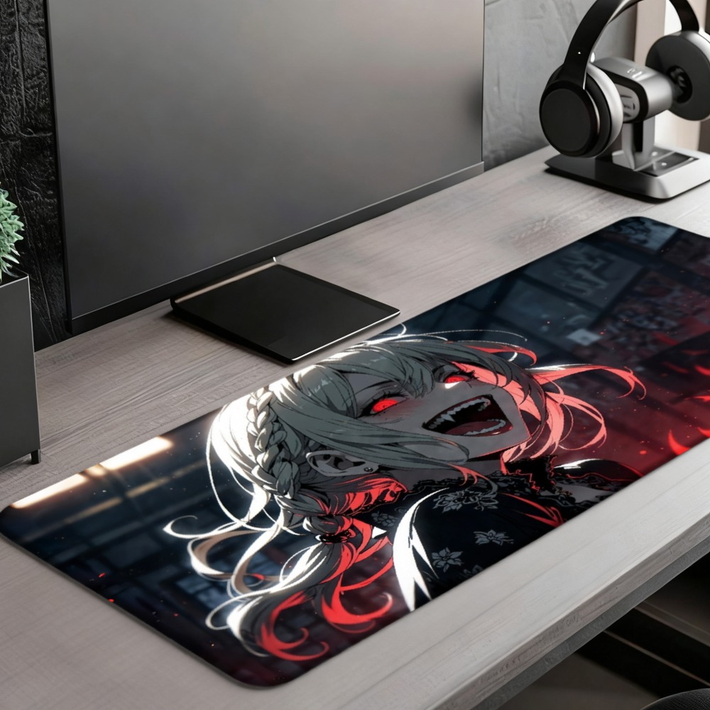 An anime girl with red flames  - огляд і ціна Desk Setup Red
