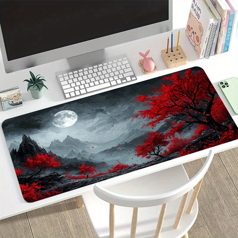 Red Tree Moon Landscape Extend - огляд і ціна Desk Setup Red