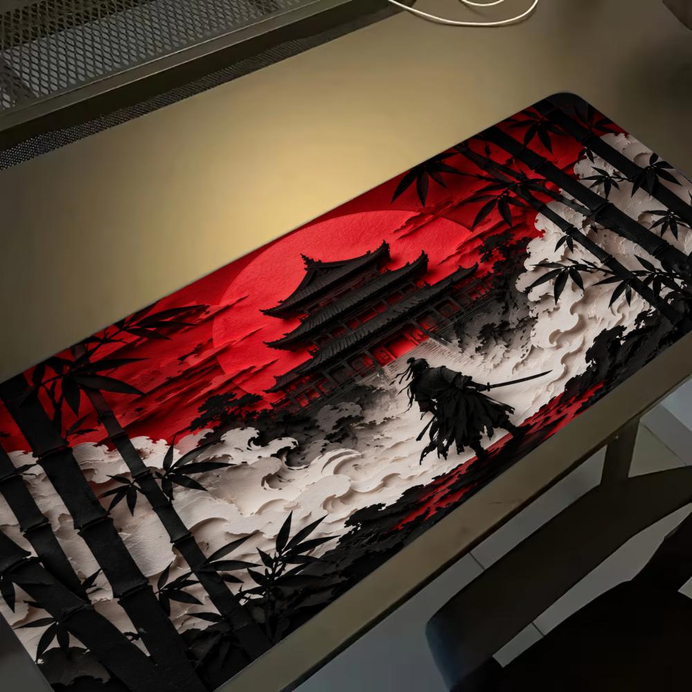 Samurai Red Moon Mouse Pads Pc - огляд і ціна Desk Setup Red