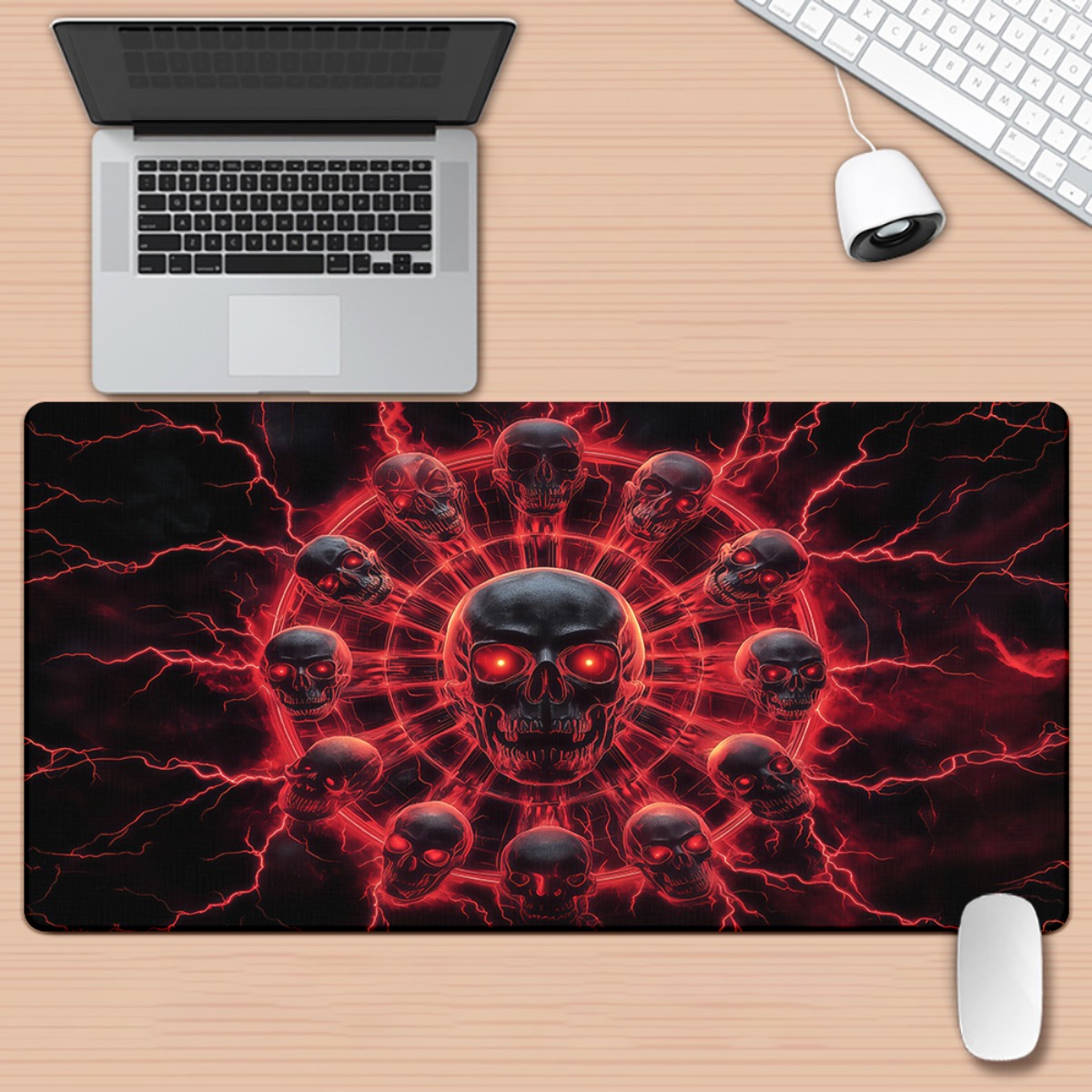 Gothic Skull Pentagram Gaming  - огляд і ціна Desk Setup Red