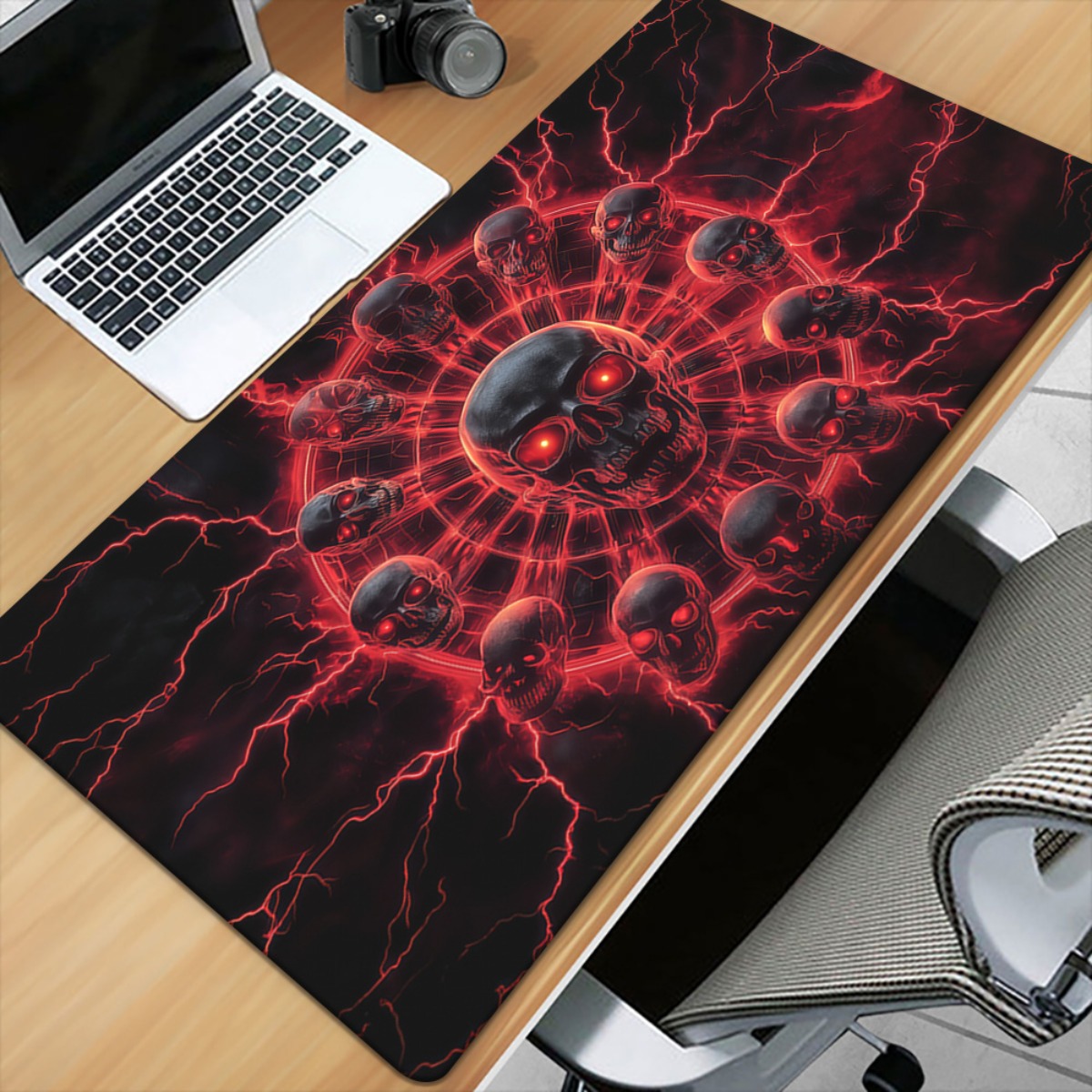 Gothic Skull Pentagram Gaming  - огляд і ціна Desk Setup Red