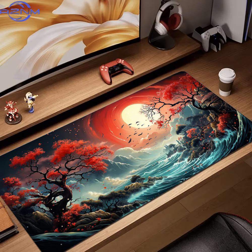 Red and Black Art Landscapes M - огляд і ціна Desk Setup Red
