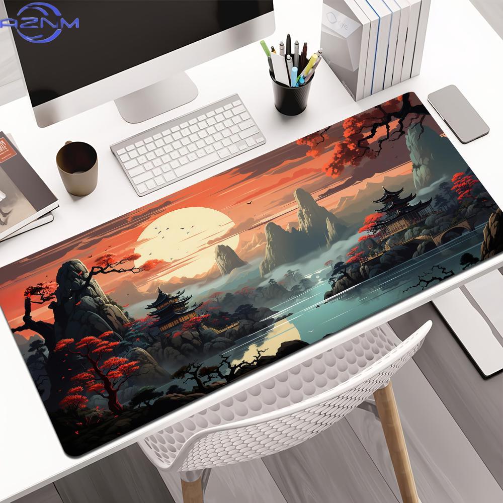Red and Black Art Landscapes M - огляд і ціна Desk Setup Red