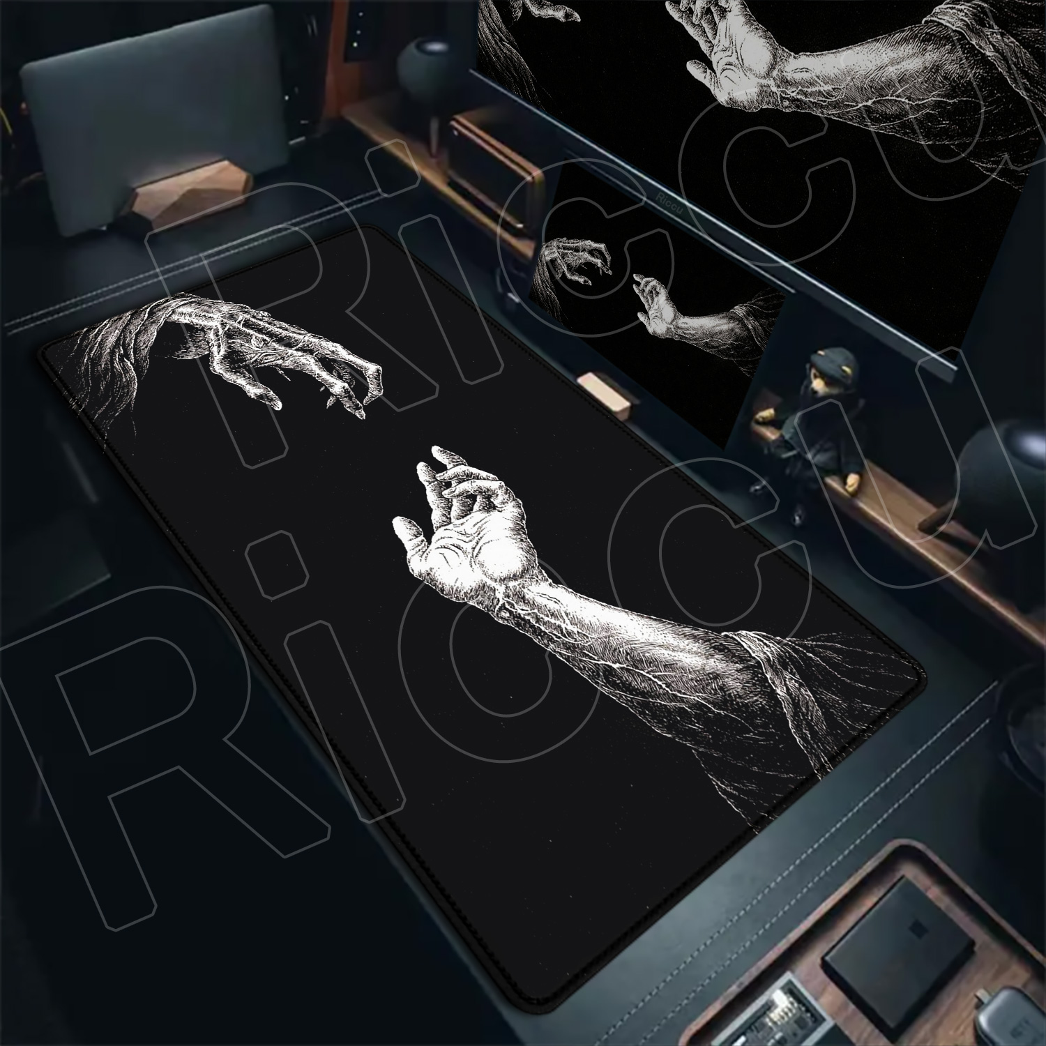 HD Large Black White XXL Gothi - огляд і ціна Desk Setup Laptop And Pc