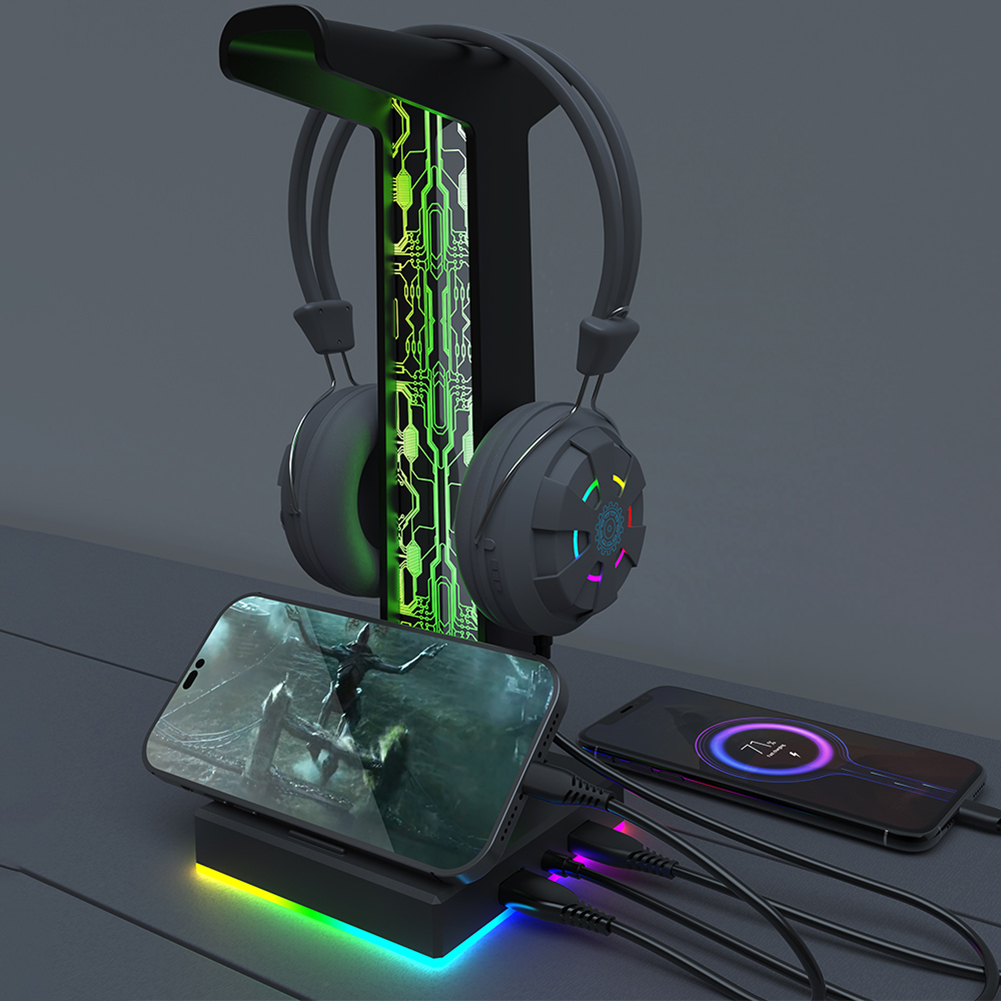 RGB Gaming Headphone Stand Dua - огляд і ціна Desk Setup Lighting