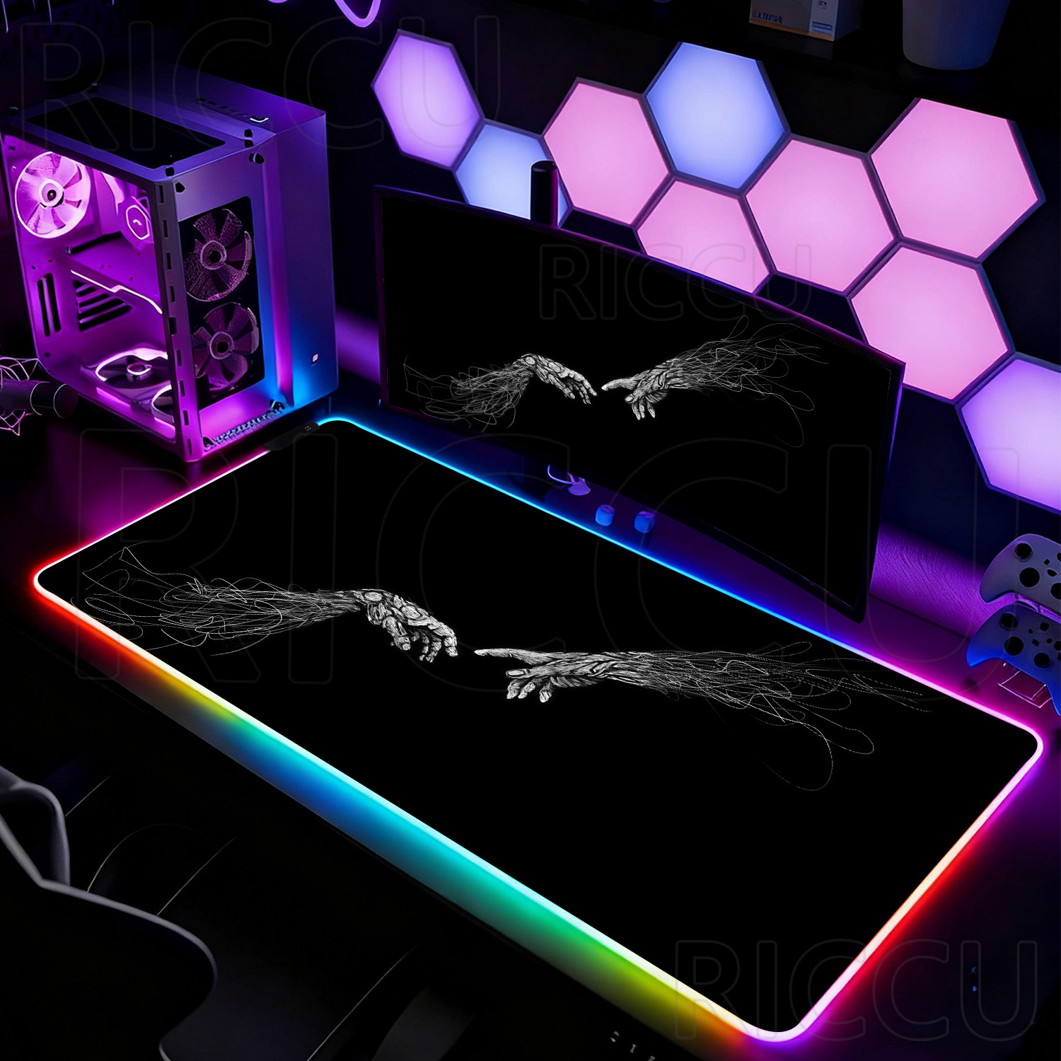 RGB XXL HD Large Black White G - огляд і ціна Desk Setup Laptop And Pc